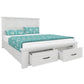 Manly Bed with 2 Drawers in Brushed Whitewash, King - Chocolate Wood