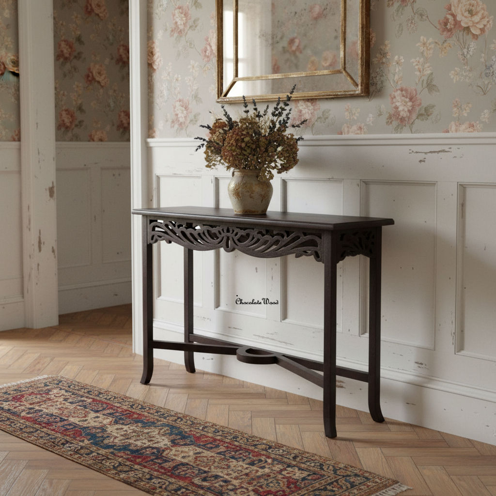 Manor Solid Mahogany Console Table 82cm in Chocolate - Chocolate Wood