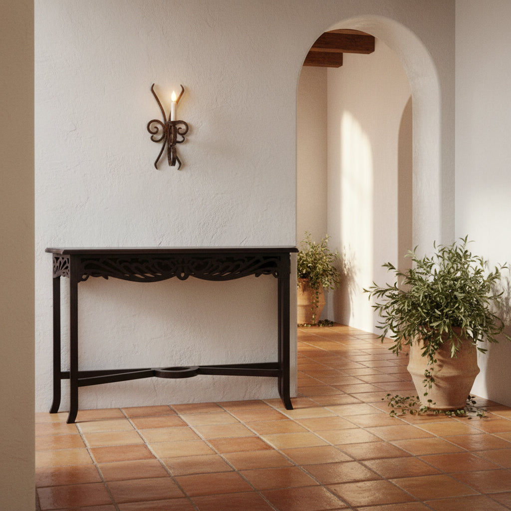Manor Solid Mahogany Console Table 82cm in Chocolate - Chocolate Wood