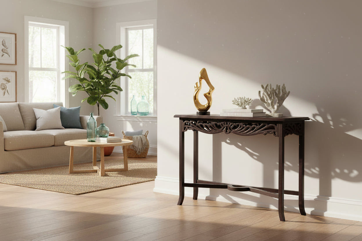 Manor Solid Mahogany Console Table 82cm in Chocolate - Chocolate Wood