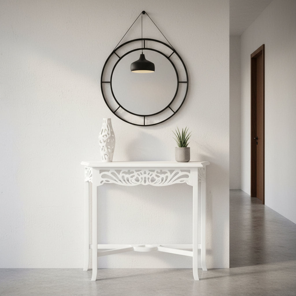 Manor Solid Mahogany Console Table 129cm in White - Chocolate Wood