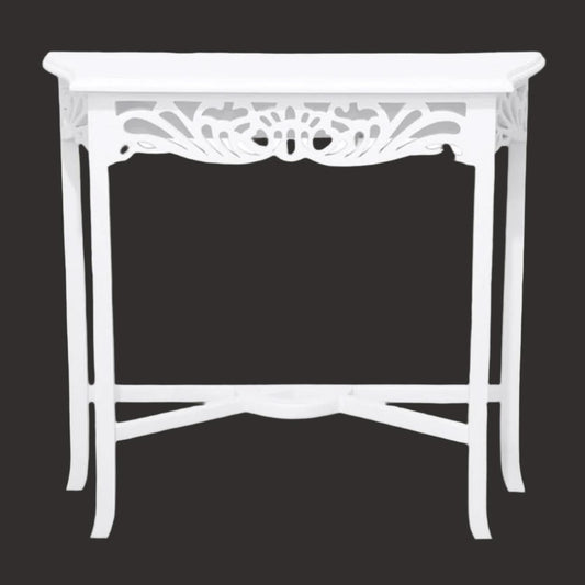 MANOR SOLID MAHOGANY TIMBER CONSOLE TABLEHALL TABLE WHITE 82CM - MyChocolateWood