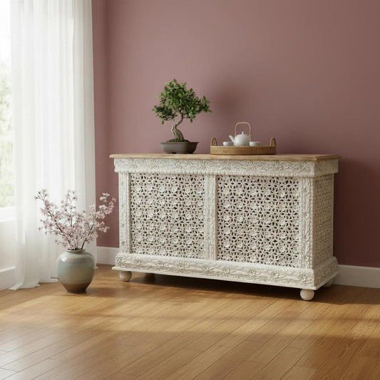 MARAKESH 2 TONE COLOUR CONSOLE/BUFFET - OPEN BACK - IN MANGO WOOD - MyChocolateWood