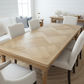 MARCIA SOLID RECYCLED ELM DINING TABLE PARQUETRY TOP 150CM - MyChocolateWood