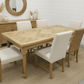 MARCIA SOLID RECYCLED ELM DINING TABLE PARQUETRY TOP 150CM - MyChocolateWood