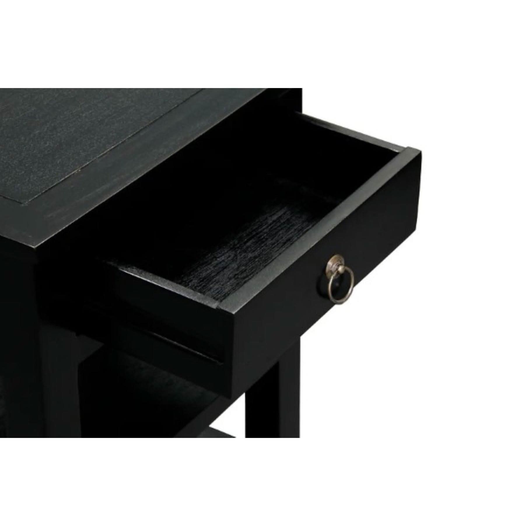 MARGARITA SOLID MAHOGNY 1 DRAWER LAMP TABLE - BLACK - MyChocolateWood