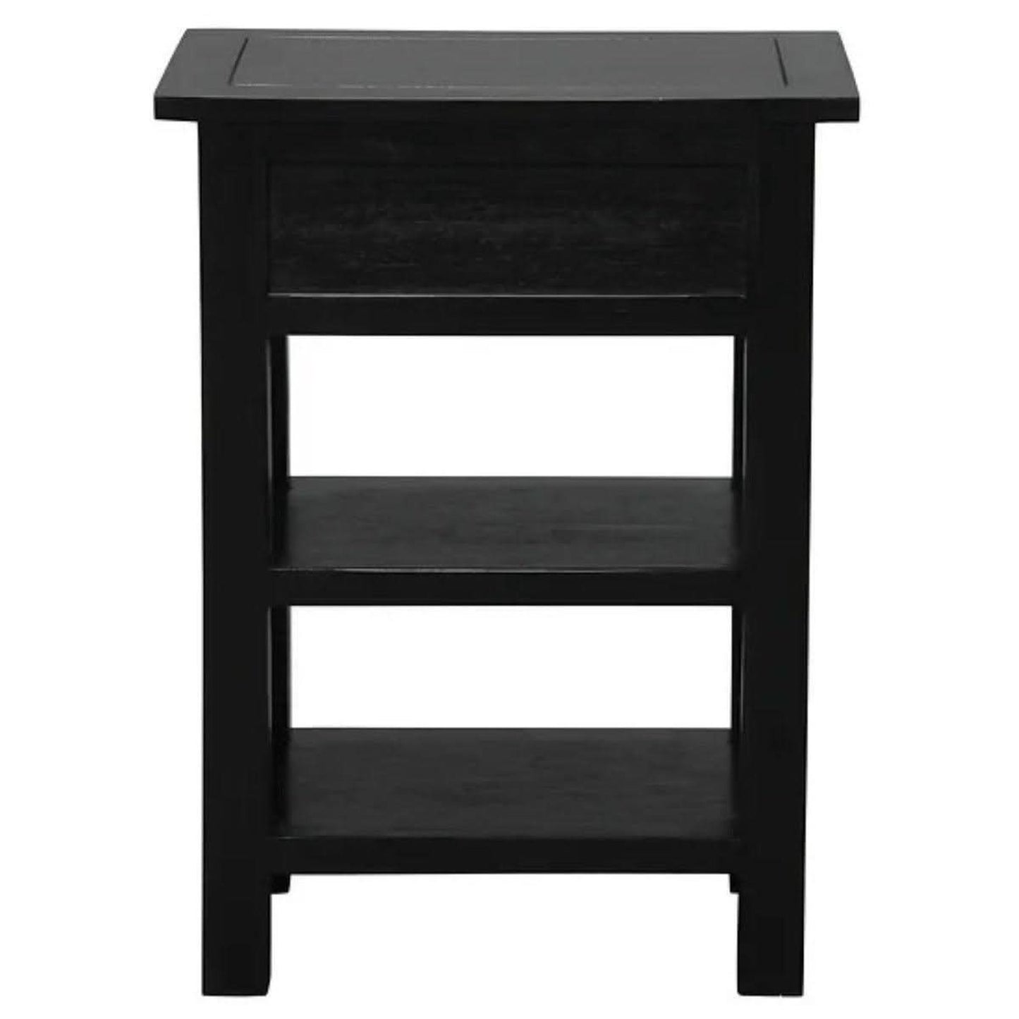 MARGARITA SOLID MAHOGNY 1 DRAWER LAMP TABLE - BLACK