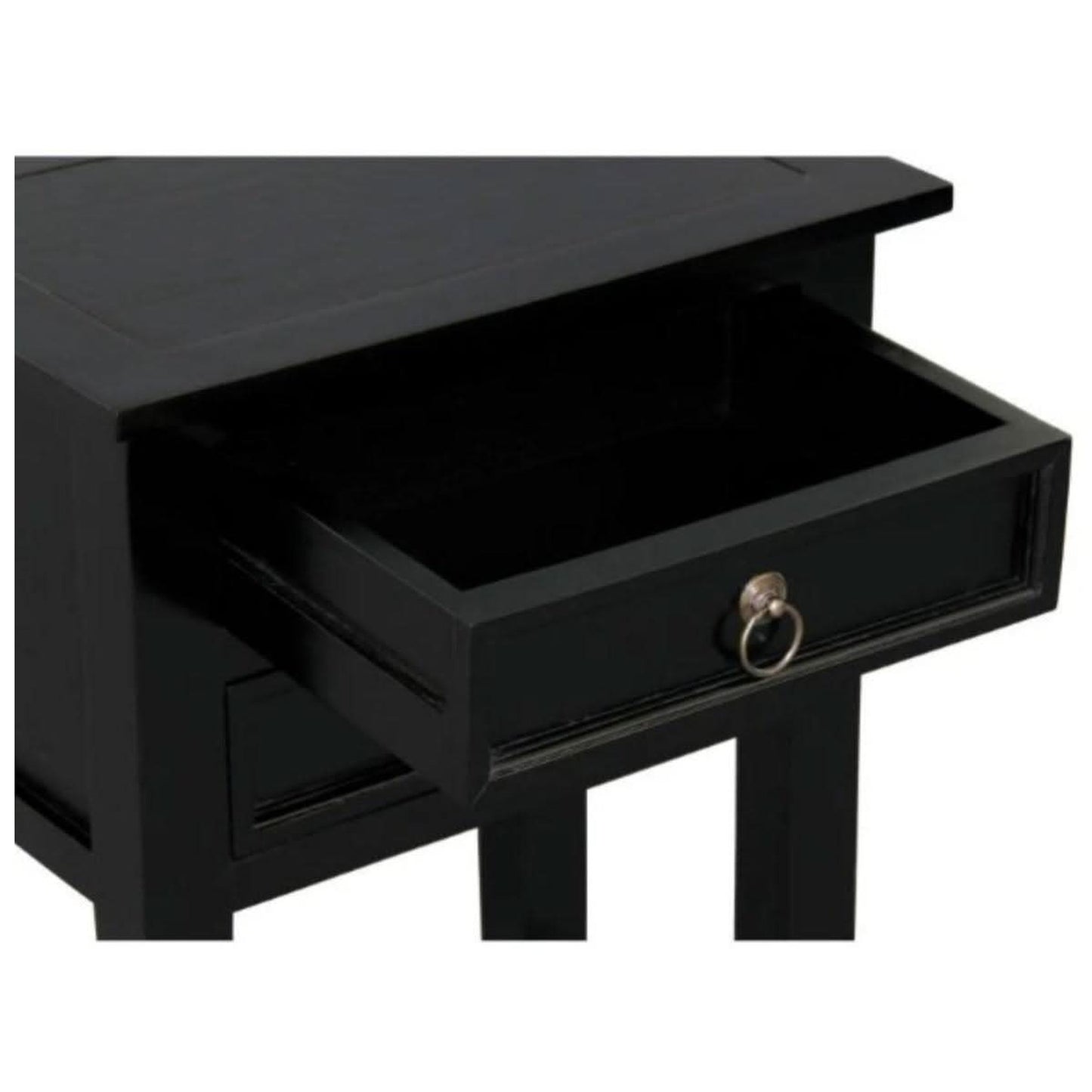 MARGARITA SOLID MAHOGNY 2 DRAWER LAMP TABLE - BLACK