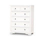 MARIANA 6 DRAWER ACACIA WOOD TALLBOY WHITE - MyChocolateWood