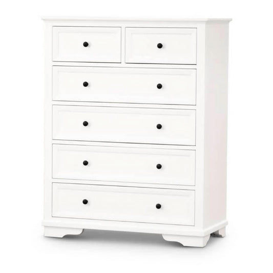 MARIANA 6 DRAWER ACACIA WOOD TALLBOY WHITE