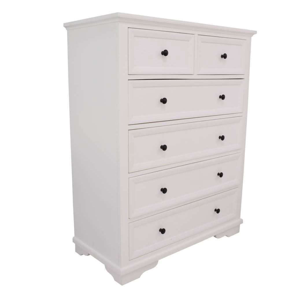 MARIANA 6 DRAWER ACACIA WOOD TALLBOY WHITE - MyChocolateWood