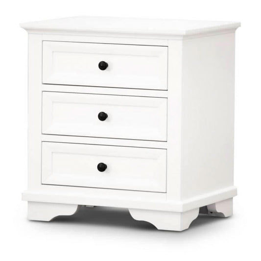 MARIANA ACACIA WOOD 3 DRAWER BEDSIDE TABLE