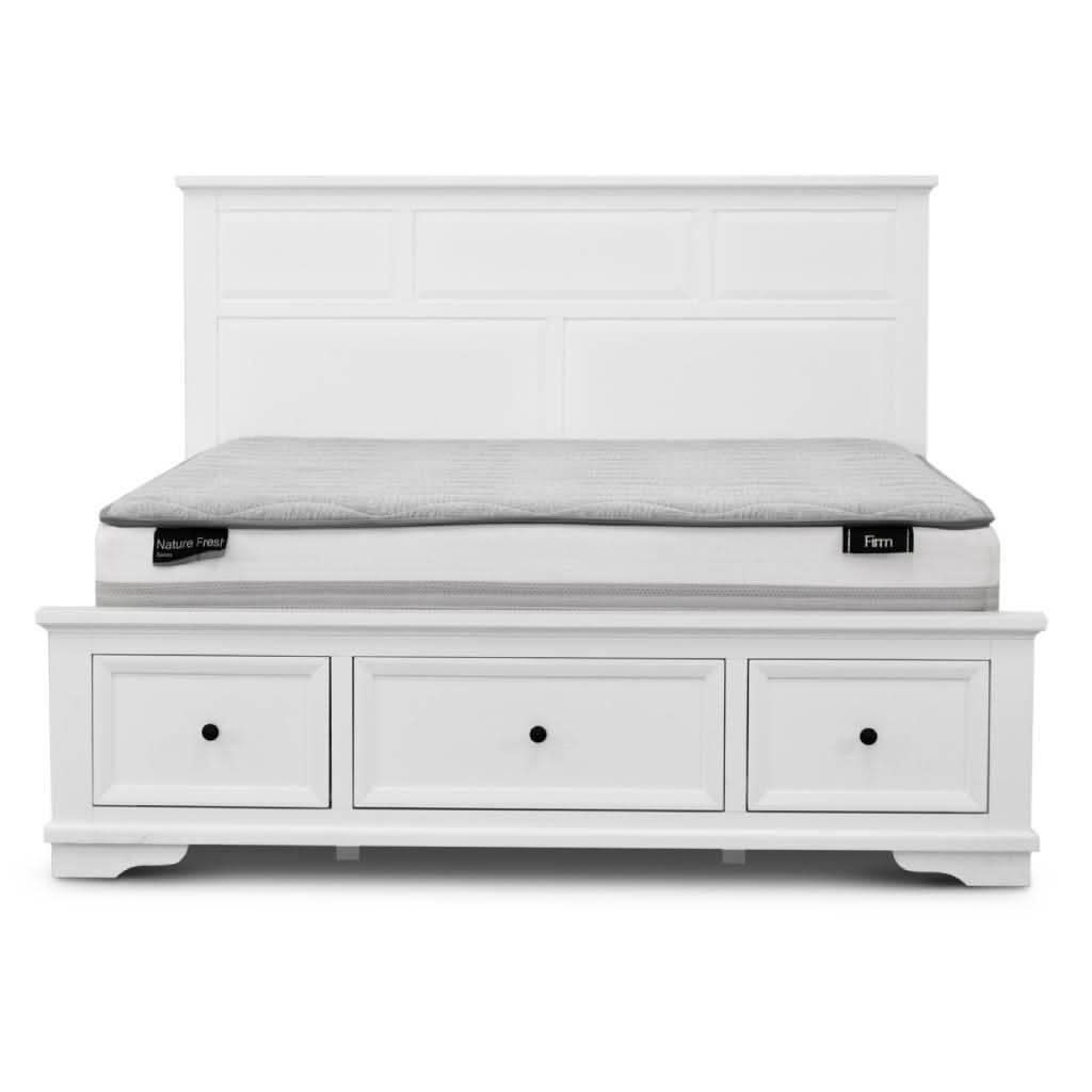 Mariana Acacia Wood King Bed, Tallboy & 2 Bedside Tables Package - Chocolate Wood