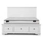 Mariana Acacia Wood King Bed with 3 Drawers in White - Chocolate Wood
