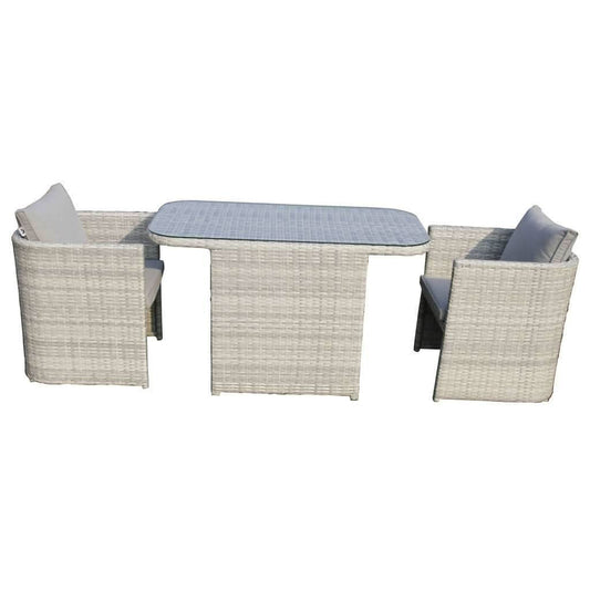 MARIELLA 3 PIECE WICKER BALCONY DINING SET 120CM - MyChocolateWood