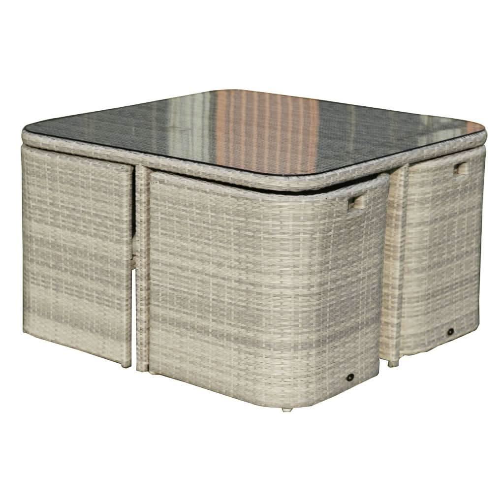 MARIELLA 5 PIECE WICKER BALCONY DINING SET 120CM - MyChocolateWood