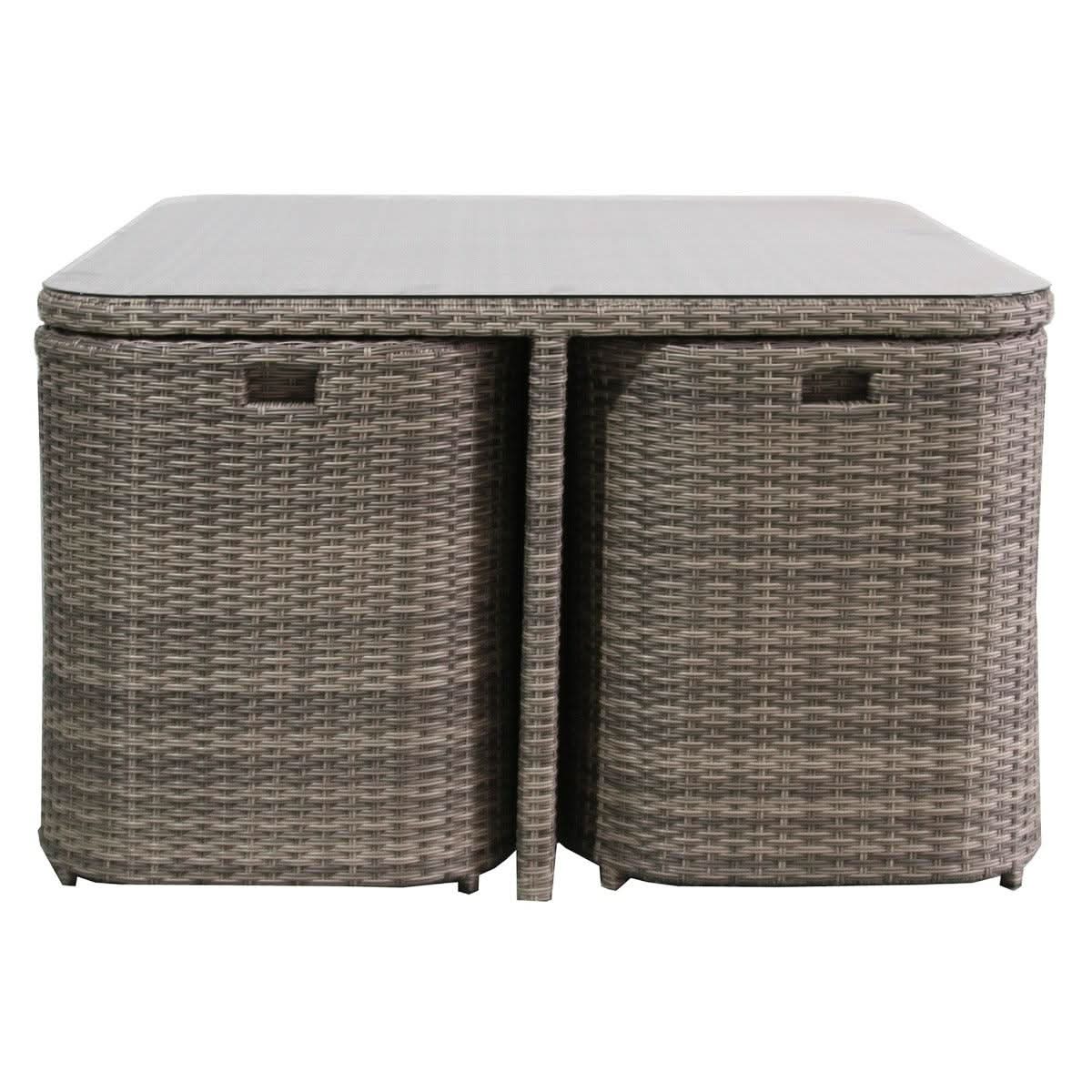 MARIELLA 5 PIECE WICKER BALCONY DINING SET 120CM - MyChocolateWood