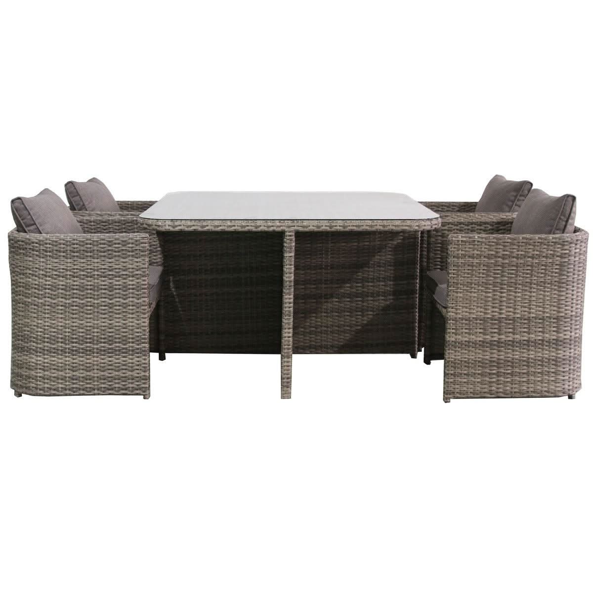 MARIELLA 5 PIECE WICKER BALCONY DINING SET 120CM - MyChocolateWood