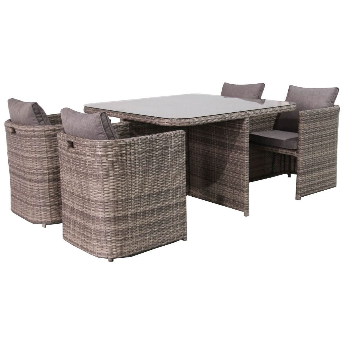 MARIELLA 5 PIECE WICKER BALCONY DINING SET 120CM - MyChocolateWood