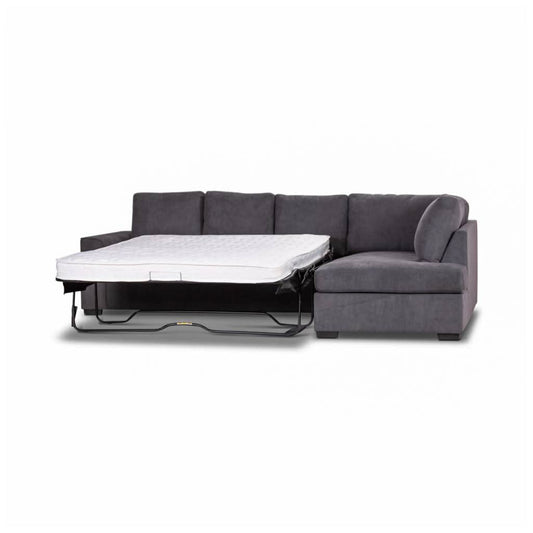 MARIGNY FABRIC 3-SEATER SOFA BED WITH RHF CHAISE DARK GREY (2 PIECES) - MyChocolateWood