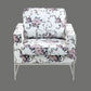 MARIS FLORAL ARMCHAIR WITH CHROMED METAL LEGS - MyChocolateWood