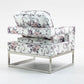MARIS FLORAL ARMCHAIR WITH CHROMED METAL LEGS - MyChocolateWood