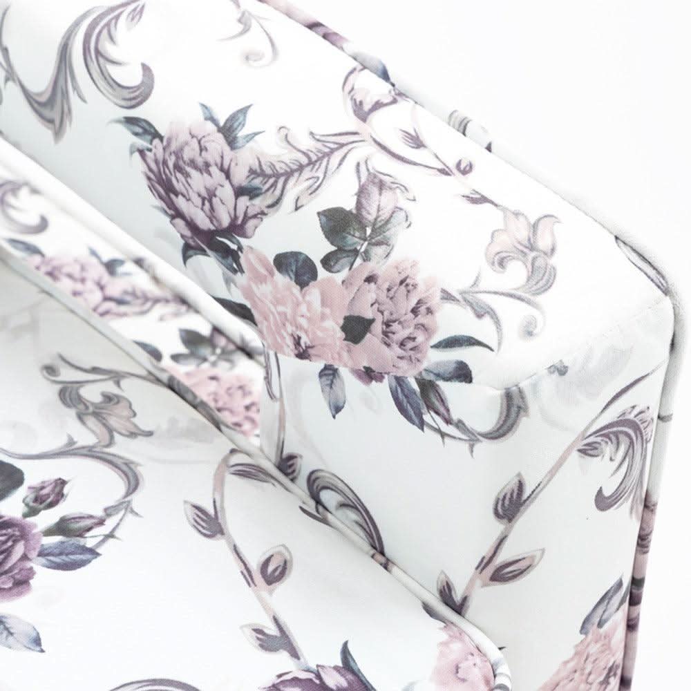 MARIS FLORAL ARMCHAIR WITH CHROMED METAL LEGS - MyChocolateWood