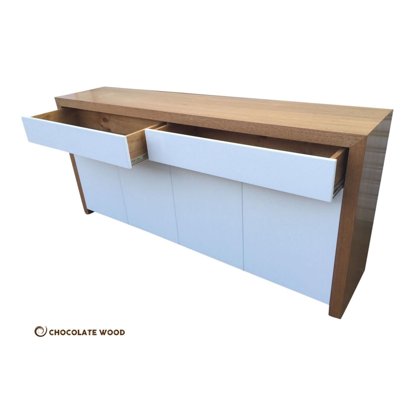 MARLENE 2 DRAWER 4 DOOR TASSIE OAK BUFFET WITH PUSH TO OPEN DRAWERS & DOORS - LOCALLY MADE TO ORDER - MyChocolateWood