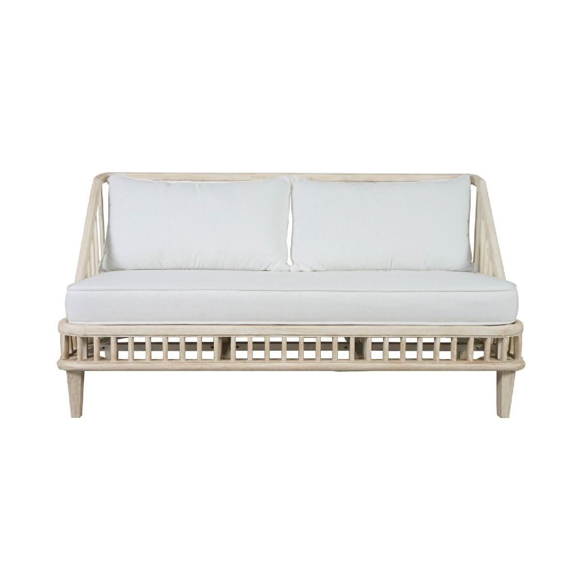 Marley Mango Wood 2.5-Seater Sofa in White Driftwood - Chocolate Wood