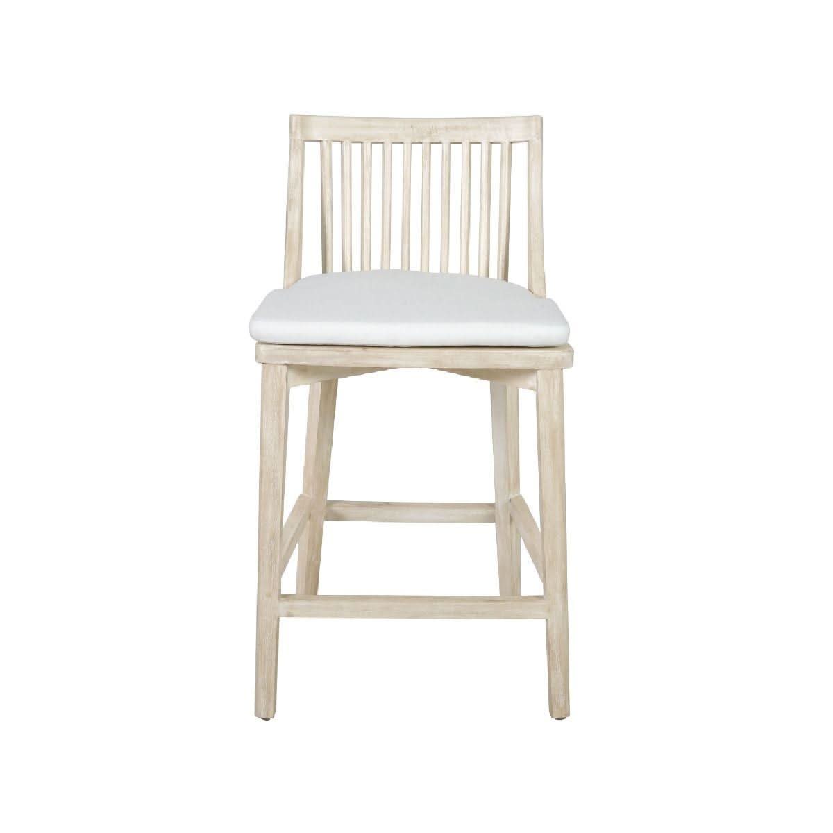 Marley Mango Wood Hamptons Counter Stool in White Driftwood - Chocolate Wood