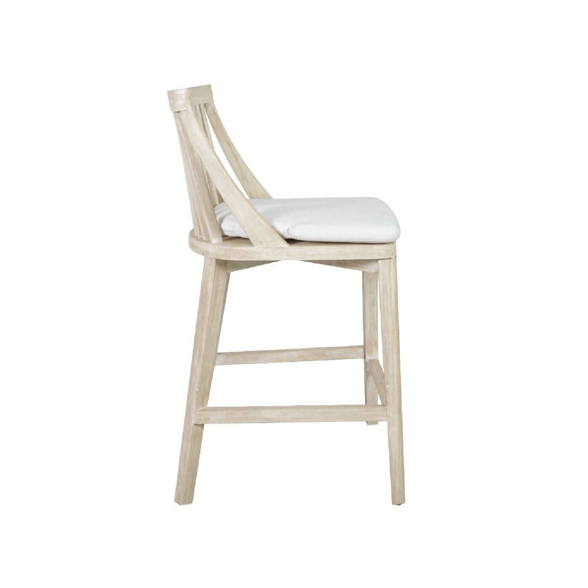 Marley Mango Wood Hamptons Counter Stool in White Driftwood - Chocolate Wood