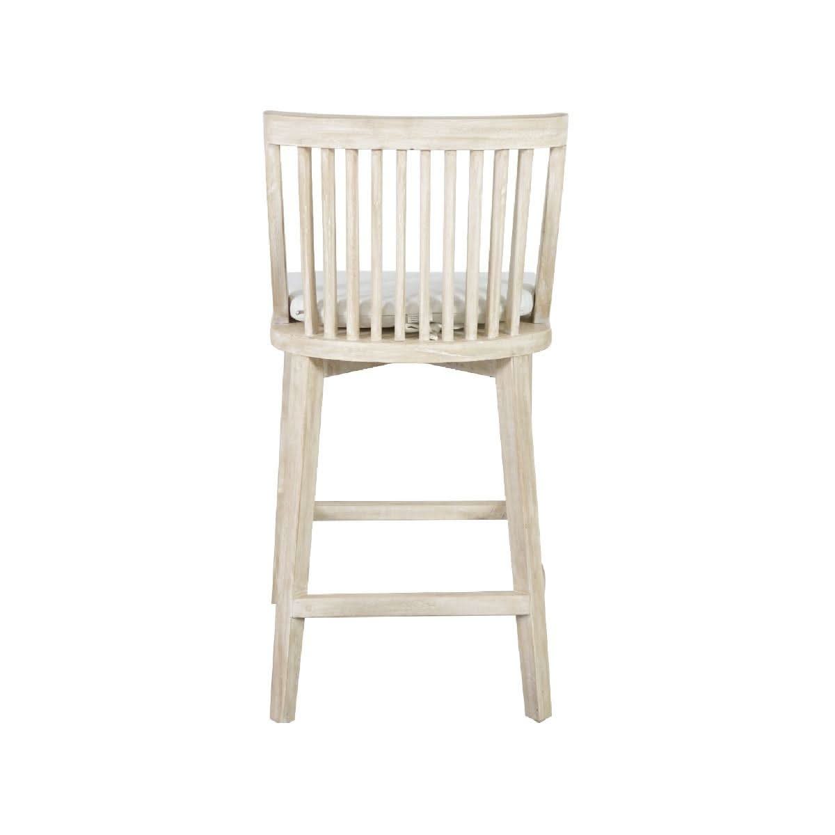 Marley Mango Wood Hamptons Counter Stool in White Driftwood - Chocolate Wood
