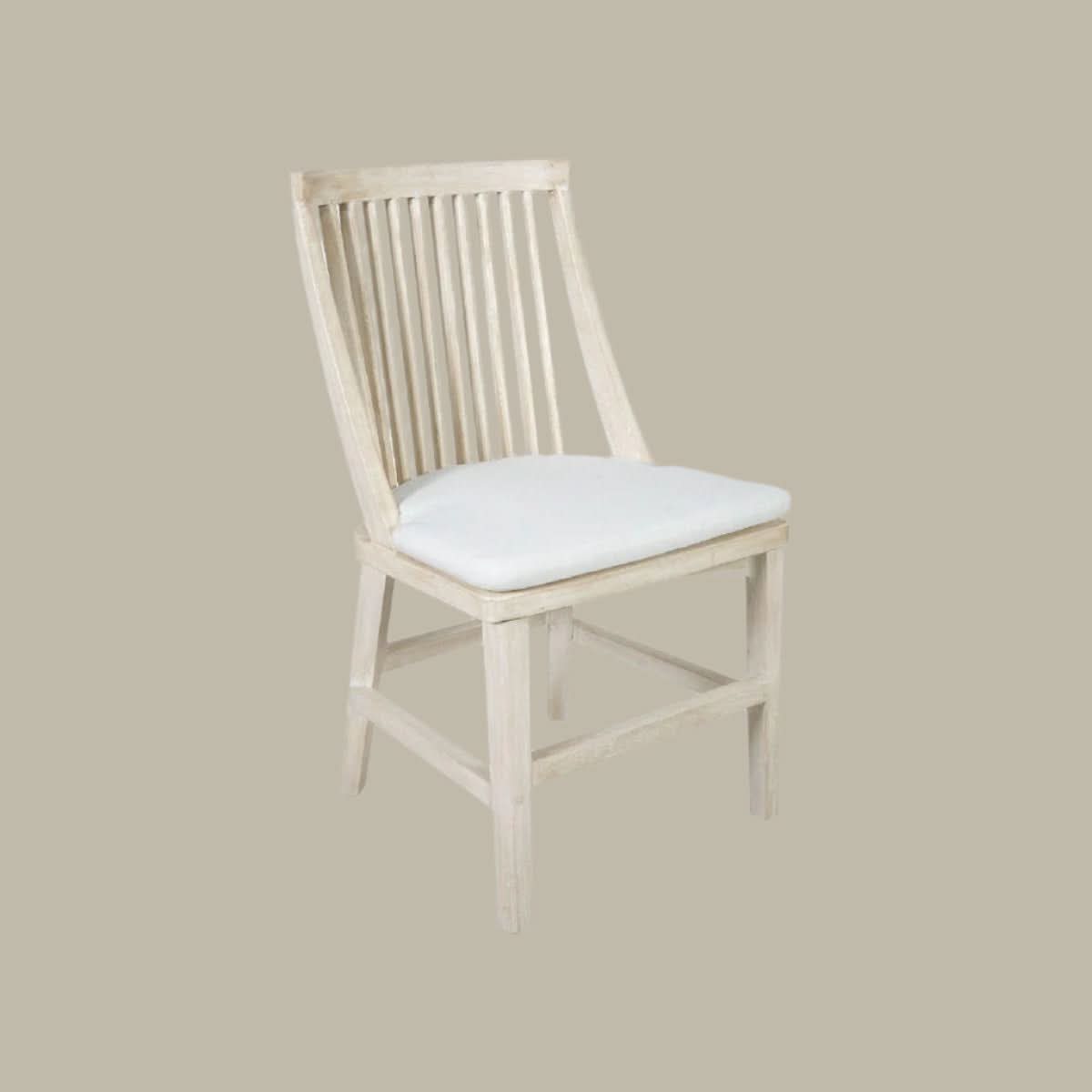 Marley Mango Wood Hamptons Dining Chair in White Driftwood - Chocolate Wood