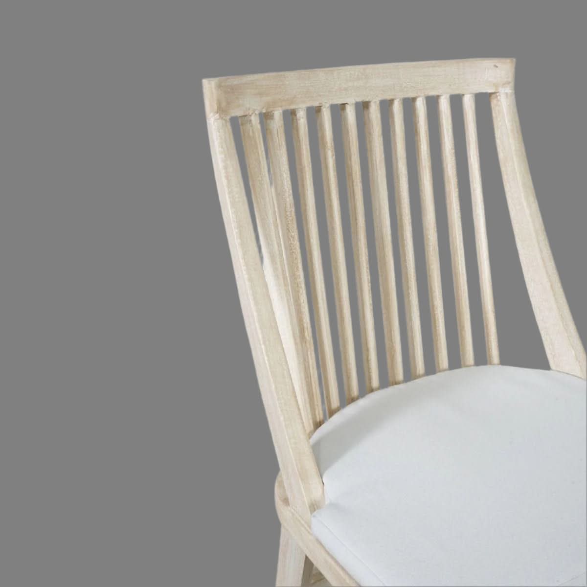 Marley Mango Wood Hamptons Dining Chair in White Driftwood - Chocolate Wood