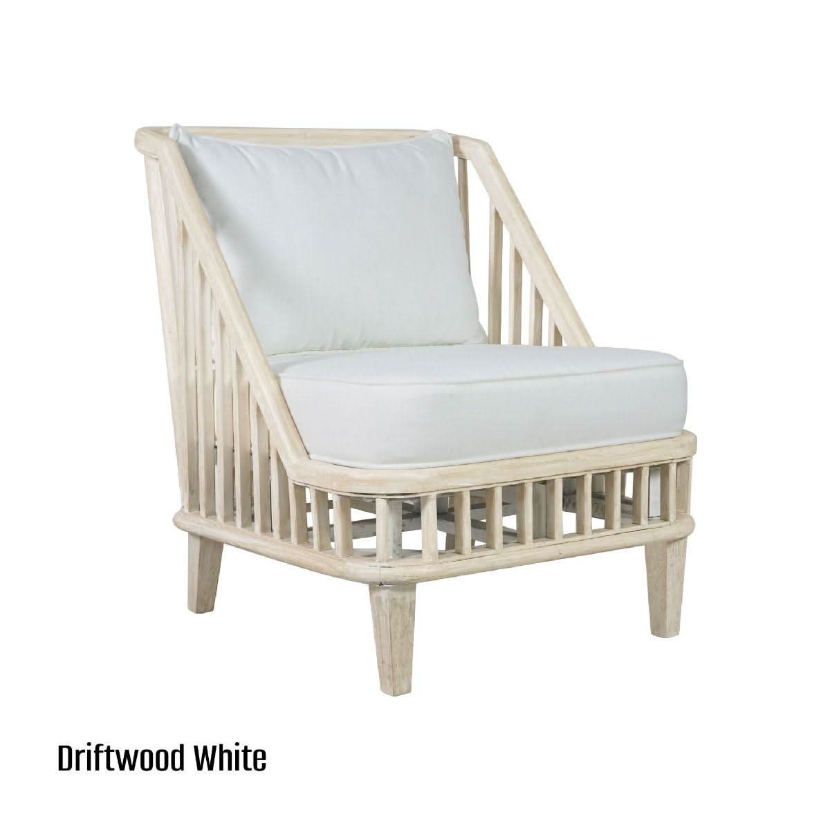 Marley Mango Wood Lounge Chair in White Driftwood - Chocolate Wood