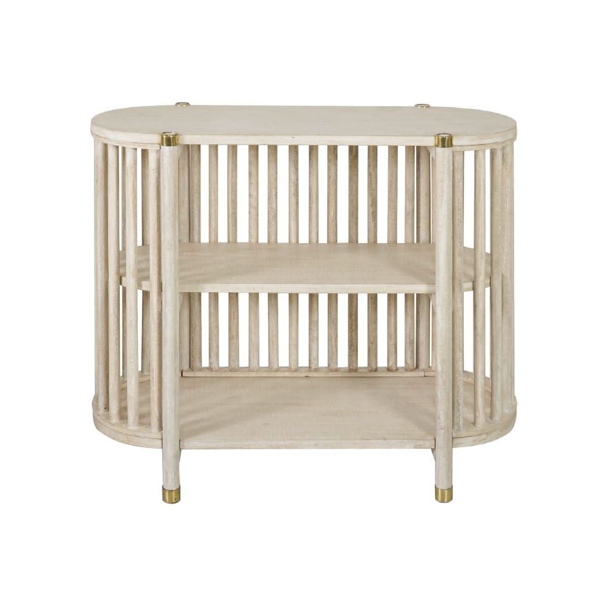 Marley Mango Wood Low Bookcase in White Driftwood - Chocolate Wood