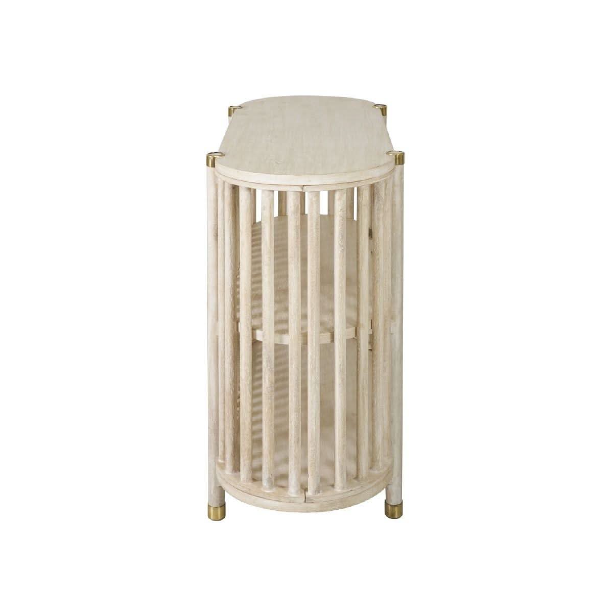 Marley Mango Wood Low Bookcase in White Driftwood - Chocolate Wood