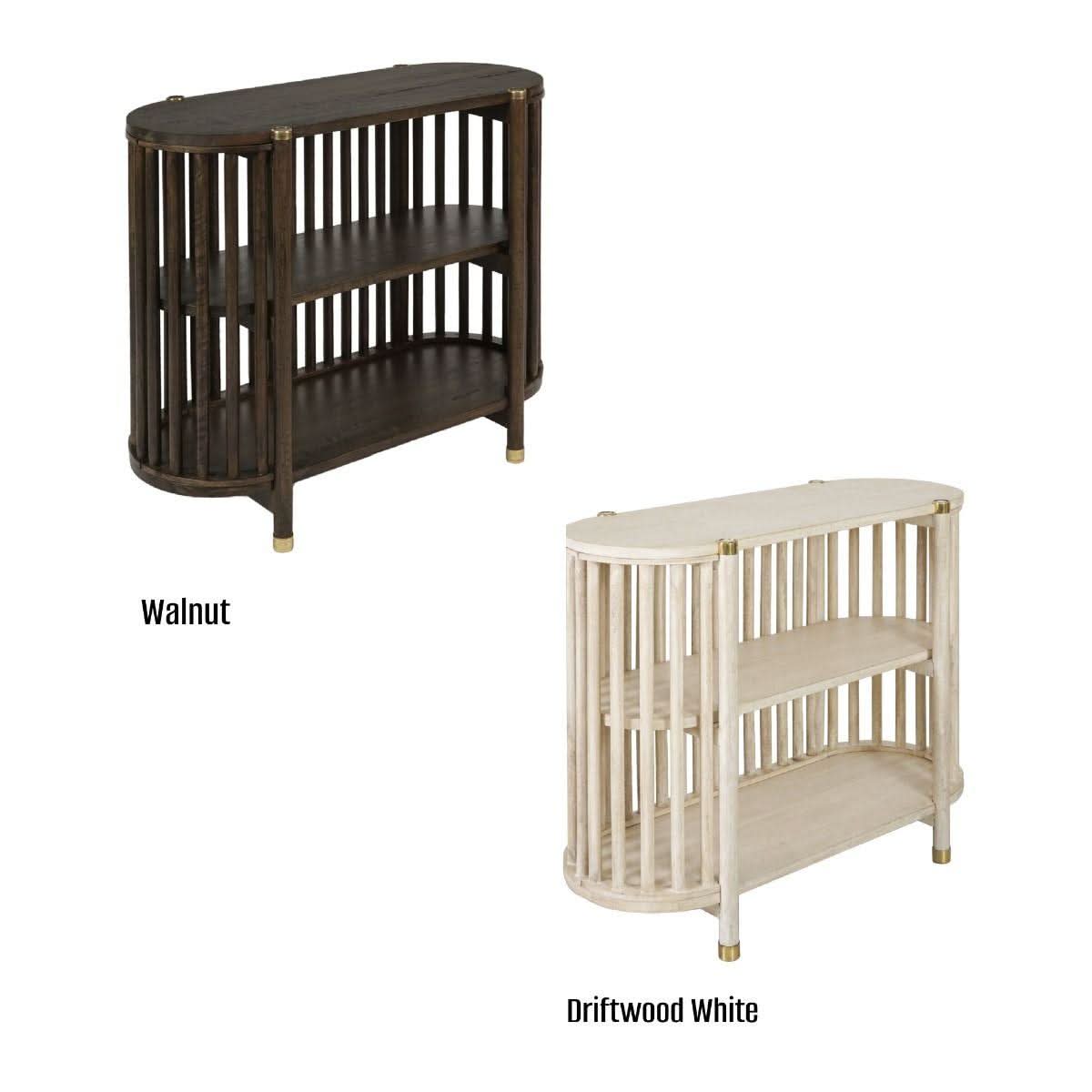 Marley Mango Wood Low Bookcase in White Driftwood - Chocolate Wood
