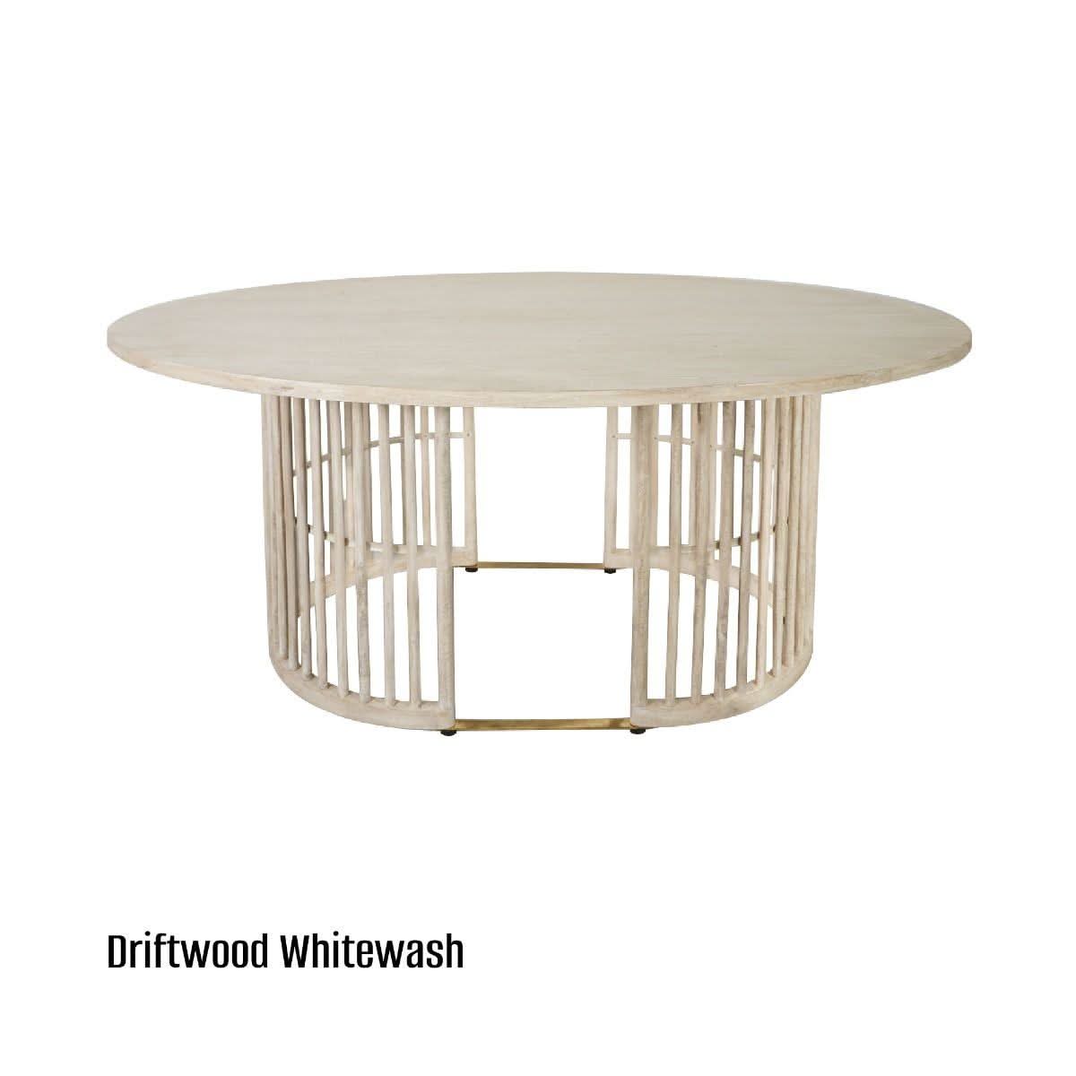 Marley Mango Wood Oval Dining Table in White Driftwood - Chocolate Wood