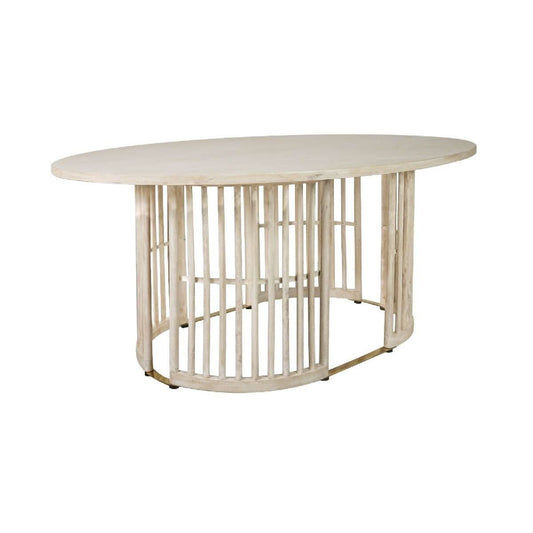 MARLEY MANGO WOOD OVAL DINING TABLE WHITE DRIFTWOOD - MyChocolateWood