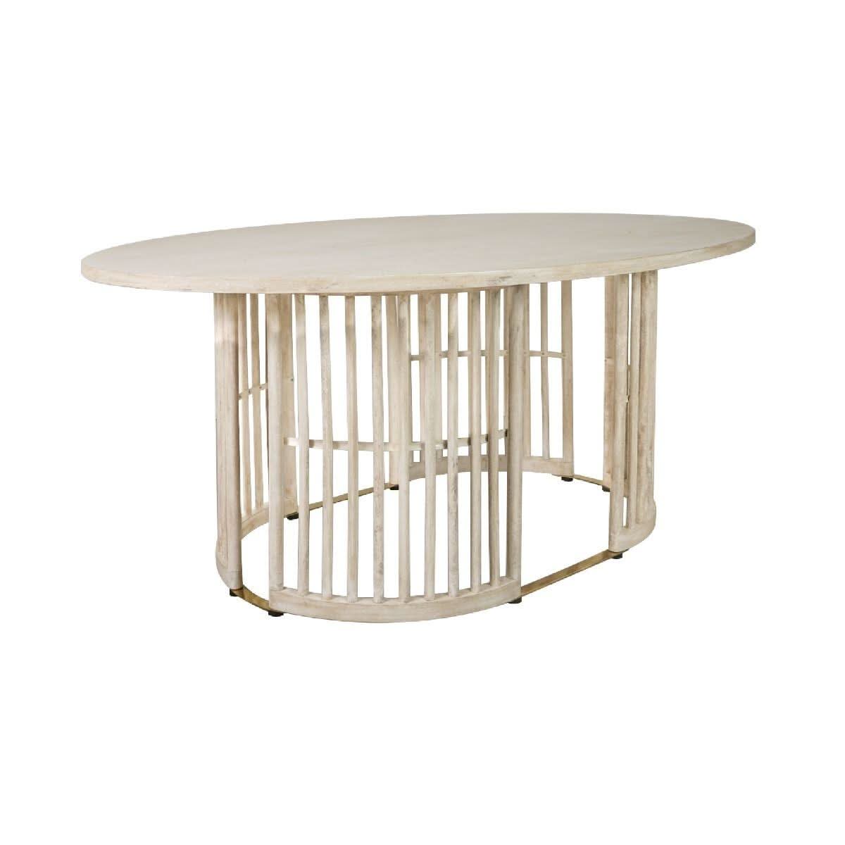 Marley Mango Wood Oval Dining Table in White Driftwood - Chocolate Wood