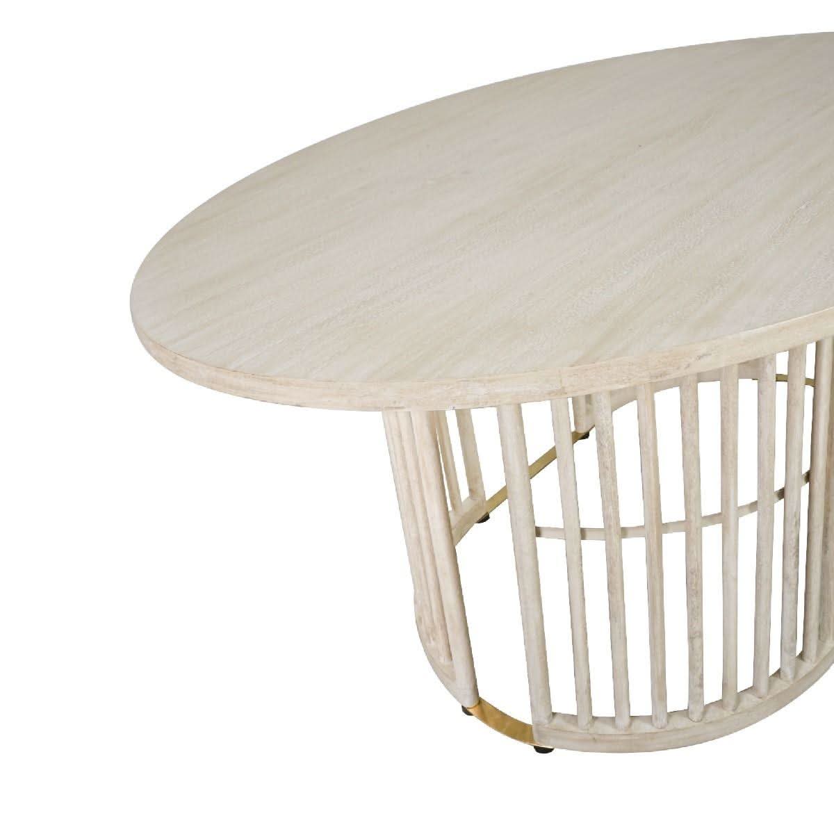 Marley Mango Wood Oval Dining Table in White Driftwood - Chocolate Wood