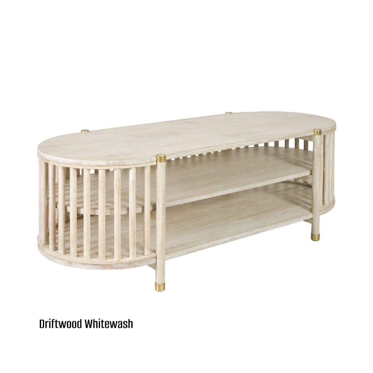 Marley Mango Wood TV Unit in White Driftwood - Chocolate Wood