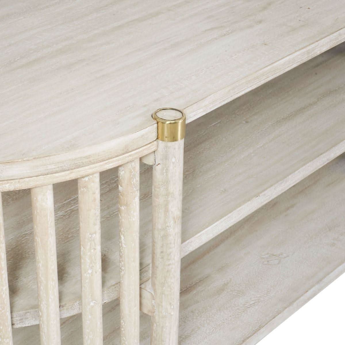 Marley Mango Wood TV Unit in White Driftwood - Chocolate Wood