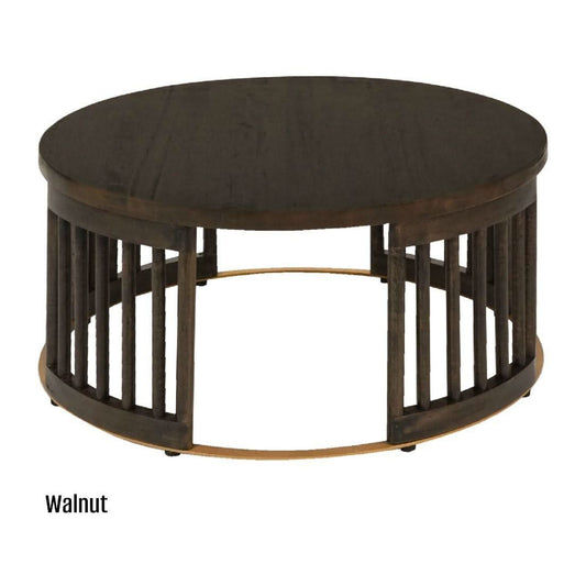 MARLEY ROUND MANGO WOOD COFFEE TABLE WALNUT