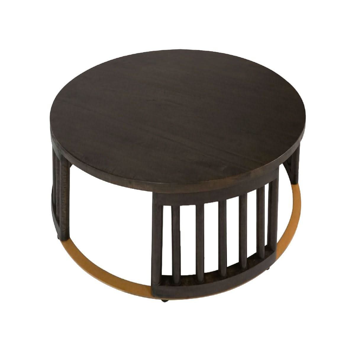 MARLEY ROUND MANGO WOOD COFFEE TABLE WALNUT - MyChocolateWood