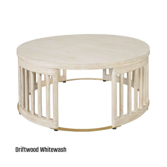 MARLEY ROUND MANGO WOOD COFFEE TABLE WHITE DRIFTWOOD - MyChocolateWood