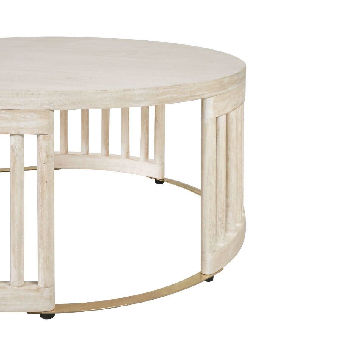 Marley Round Mango Wood Coffee Table in White Driftwood - Chocolate Wood