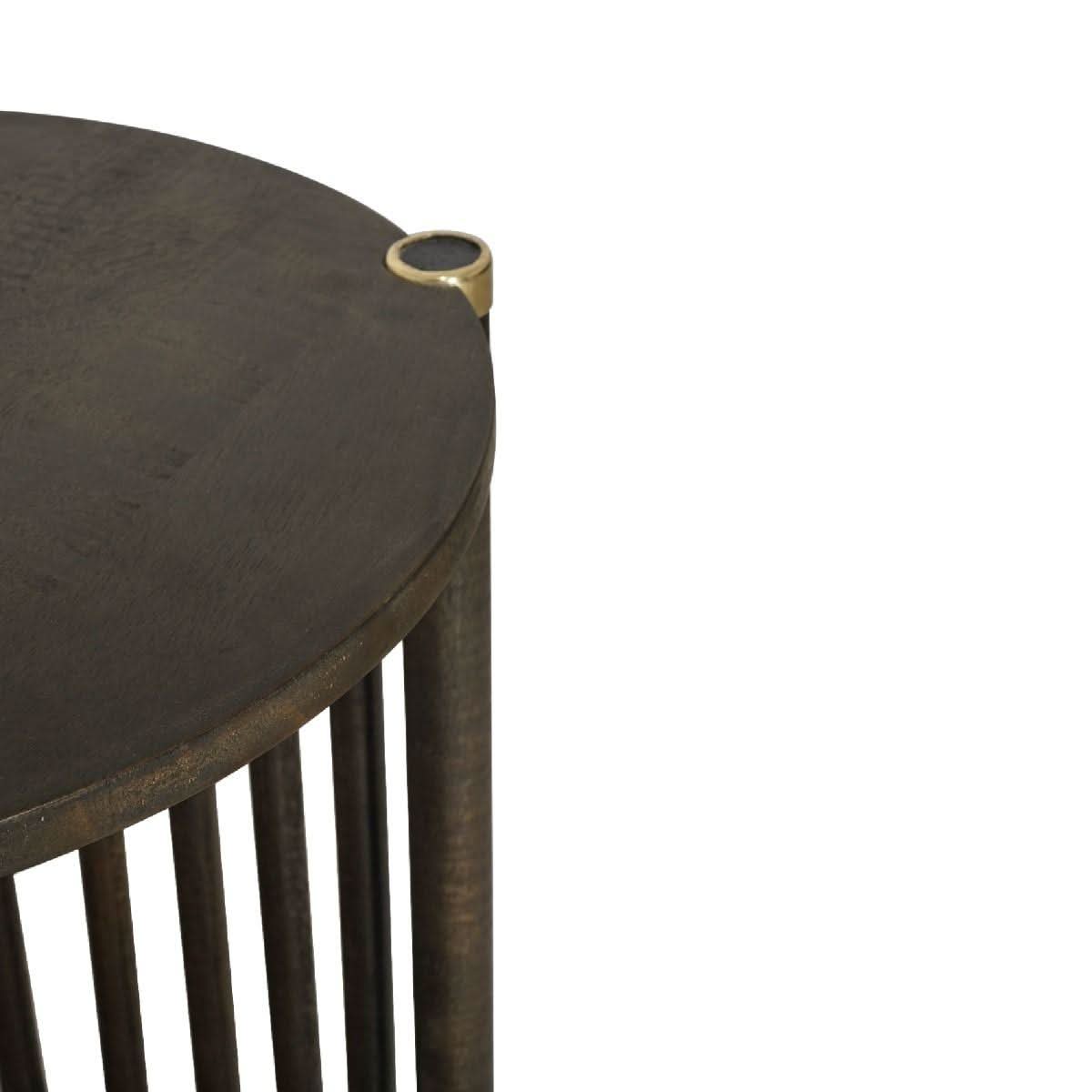 MARLEY ROUND MANGO WOOD SIDE TABLE WALNUT - MyChocolateWood