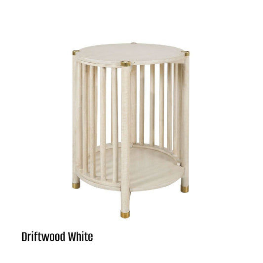MARLEY ROUND MANGO WOOD SIDE TABLE WHITE DRIFTWOOD - MyChocolateWood